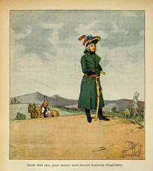 Illustrasjon av bombet Louis (1862-1927) fra boken "The Memorial of Saint Helene" av grev Emmanuel de Las Cases (1766-1842): Portrett av general Louis LaZare Hoche (1768-1797), privat samling