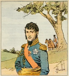 Illustrasjon av bombet Louis (1862-1927) fra boken "The Memorial of Saint Helene" av grev Emmanuel de Las Cases (1766-1842): Portrett av marechal Jean de Dieu Soult (1769-1851), hertug av Dalmatia, menig Samling