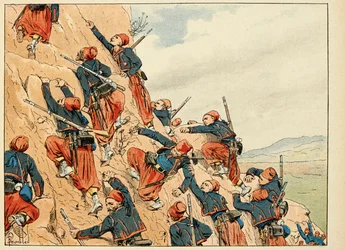 Illustrasjon hentet fra boken "Les heros du Siecle", anekdotiske resiter av Dick de Lonlay og illustrert av Louis Bombled (1862-1927)