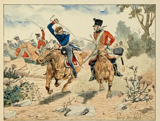 Illustrasjon hentet fra boken "The Heros of the Siecle", anekdotiske resiter av Dick de Lonlay og illustrert av Louis Bombled (1862-1927)