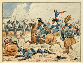 Illustrasjon hentet fra boken "The heros of the century", anekdotiske resiter av Dick de Lonlay og illustrert av Louis Bombled (1862-1927)