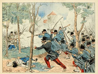 Illustrasjon hentet fra boken "The heros of the century", anekdotiske resiter av Dick de Lonlay og illustrert av Louis Bombled (1862-1927)
