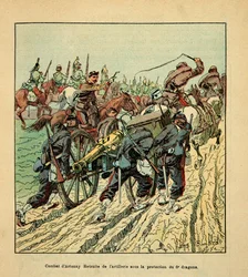 L'Armee de la Loire av Eugene Sergent, dit Grenest, illustrert av Louis Bombled (1862-1927) (fransk-tyske krig; kampanje 1870 -1871): Combat d'Artenay 10. oktober