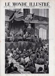 Tale av August Bebel (1840-1913) under den sosialistiske kongressen i Breslau i TYSKLAND i 1895 - Gravering i "The Illustrous World" fra 1895 - Tegning av Bombled.