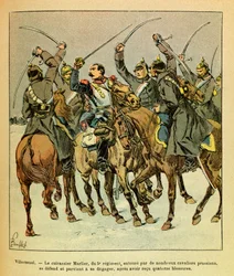 The Eastern Armee of Eugene Sergeant, kjent som Grenest, illustrert av Louis Bombled (1862-1927) (fransk-tyske krig; kampanje 1870 -1871): Under slaget ved Villersexel, slagskipet Marlier fra det 5. regimentet omringet av prøysserne , fikk til