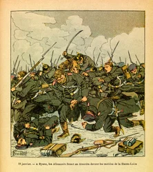 The Eastern Armee of Eugene Sergeant, kjent som Grenest, illustrert av Louis Bombled (1862-1927) (fransk-tyske krig; kampanje 1870 -1871): 18. januar