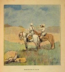The War in Madagascar-Anecdotal History of the French Expeditions of 1885-1895 av Henri Galli dit Galllichet (1854-1922), illustrert av Louis Bombled (1862-1927): Militær i rekognosering på grensen til Imerne til Madagaskar i 1895, menig Samling