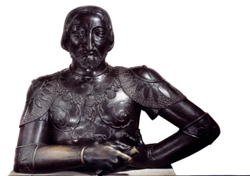 Byste av kongen av Frankrike Francois I i bronse. Skulptur av Louis Claude Antoine Vasse (1716-1772) 1756 Paris. Museet Louvre