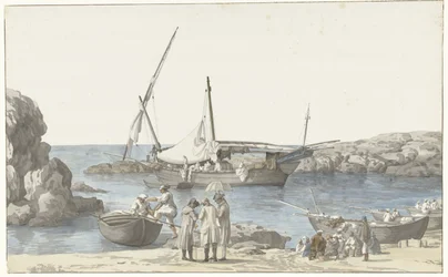Utsikt over Taranto en havn av Luogo Vivo Utsikt over Tarentin-bygningen vår og havnen til forrige nr. jording (tittel på objekt) Reiser i Italia, Sicilia og Malta- 1778 (serietittel)