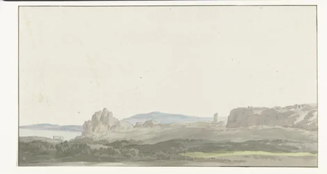 Se en rots av Golf van Tarente i nærheten av Gallipoli Utsikt fra en stein ved Taranto-bukten i nærheten av Gallipoli (tittel på objekt) Reiser i Italia, Sicilia og Malta - 1778 (serietittel)