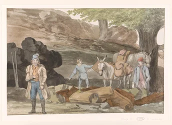 Opphold ved de Grotte delle Capre aan de grenser ved Nemorosa en Fredda Stopp ved delle Capre-hulen på grensen til de to regionene Nemorosa & Fredda (tittel på objekt) Reiser i Italia, Sicilia og Malta - 1778 (serietittel)