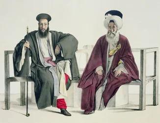 En gresk prest og en tyrker, gravert av Thierry Brothers, 1825