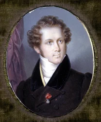 Portrett av Vincenzo Bellini (1801 - 1835) Miniatyr av Dupré. Scala museum. Milan.
