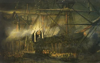 Transporten av Napoleons aske om bord på «Belle-Poule» på St. Helena, 15. oktober 1840, 1842