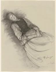Anna Auer hvilende