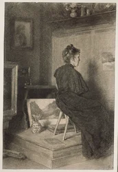 Mary Eysen i atelieret i Villa Holstein i Meran-Obermais