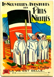 Omslag til et tegneseriealbum: Les Nouvelles Adventures des Pieds Nickeles, La vie est belle, n.10 (farge litho)