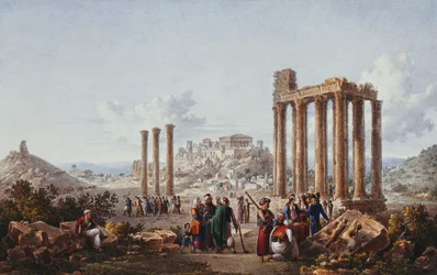 En utsikt over Akropolis, Athen, fra Zeus-tempelet ved Olympia, ca. 1786-87