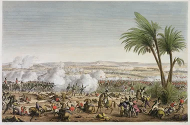 Slaget ved Heliopolis, 29 Ventose, år 8 (20. mars 1800) gravert av Edme Bovinet (1767-1832) (akvatint)