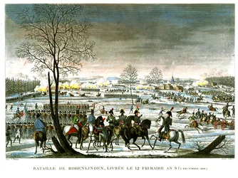 Slaget ved Hohenlinden, 12 Frimaire, år 9 (3. desember 1800) gravert av Edme Bovinet (1767-1832) (akvatint)