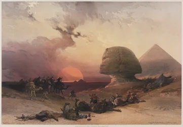 Egypt og Nubia, bind III: Approach of the Simon-Desert at Gizeh, 1849.