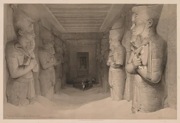 Egypt og Nubia: bind I - nr. 14, Interiør av tempelet Aboo Simbel, 1836.