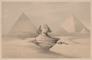 Egypt og Nubia: bind I - nr. 18, Den store sfinksen, Pyramidene i Gizeh, sett forfra