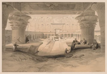 Egypt og Nubia: bind I - nr. 32, Utsikt fra under portikken til Edfou-tempelet..., 1838.