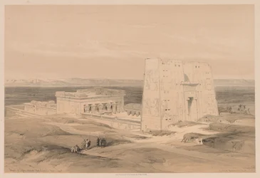 Egypt og Nubia: bind I - nr. 34, Edfou-tempelet. Ancient Appolinopolis, Øvre Egypt, 1838.