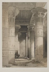 Egypt og Nubia, bind I: View Under the Grand Portico of the Temple, Philae, 1846.