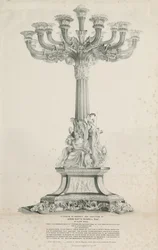 Ilam Hall - Candelabra: litografi, 1832