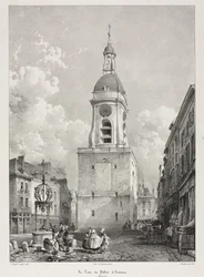 Pittoreske og romantiske reiser i gamle Frankrike, Picardie: Klokketårnet i Amiens, Picardie, etter François Bonhommé (fransk, 1809-1881) )