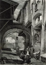 Ghettoen, Roma, gravert av S.V. Hunt, Cassell und Company, 1847