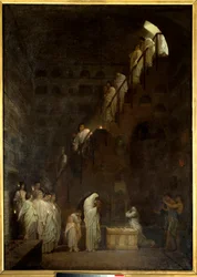 Begravelse ved Columbarium of the Cedars House i Roma, Porte Capone i Roma. Maleri av Louis Hector Leroux (1829-1900)