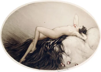 Liggende naken med epler