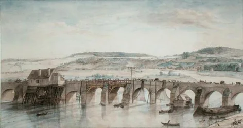 De to broene (Saint-Cloud og Sevres) (penn og blekk og akvarell på papir)