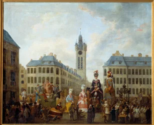 Familien til den store hansken til Douai. Maleri av Louis Joseph Watteau dit Watteau de Lille (1731-1798)