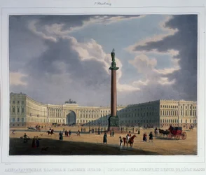 Alexandersøylen. Utsikt fra hovedhærens hovedkvarter, 1840-tallet