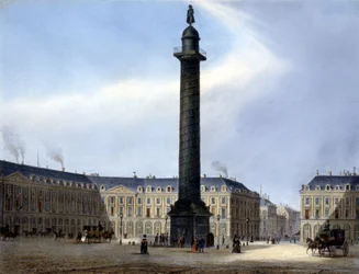 Utsikt over søylen og Place Vendôme - i "" Paris en 1837" av Arnout
