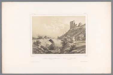 Utsikt over ruinene av Hammershus slott Les ruines du Château de Hammershuus / Ruiner af Hammershuus (tittel på objekt) Faces in Scandinavia (serietittel) Vues du Nord. Danemarck (serietittel)