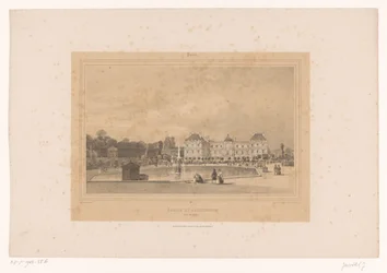 Utsikt over Luxembourg-palasset fra Jardin du Luxembourg Palais du Luxembourg, Côté du Jardin (tittel på objekt) Gezichten in en om Parijs (serietittel) Paris (serietittel på objekt)