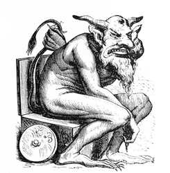 Representasjon av Devil Belphagor (Belphegor) fra Collin de Plancys Infernal Dictionary. Gravering av L. Breton. Paris