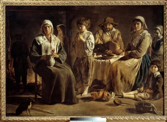 En familie av bønder i et interiør Maleri av Louis Le Nain (1593-1648) 1642 Søn. 1,13x1,59 m Paris, Musée du Louvre