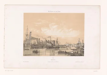 Utsikt over havnen og slottet i Brest brest. L