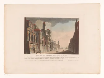 Utsikt over en gate i Napoli Vue de la Grande Rue de Naples (tittel på objekt) Bylandskap i Italia, Spania og Egypt (serietittel)
