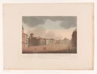 Utsikt over Piazza Grande i Livorno Vue de la Grande Place de Livourne i Italia (tittel på objekt) Bylandskap i Italia, Spania og Egypt (serietittel)