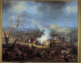 Bivouac de Napoleon I på tampen av slaget ved Austerlitz 1. desember 1805. Maleri av Louis Francois Lejeune (1775-1848)