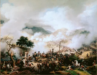 Napoleonskrigene (Spaniakrigen): "" slaget ved Somosierra, 30.11.1808"" Maleri av Louis Francois Lejeune (1778-1848) 1810 Versailles, slottets museum
