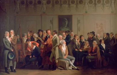 Gjenforening av kunstnere i studioet til Isabey, 1798