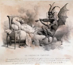 Drømmen til den italienske komponisten Giuseppe Tartini, som så en djevel spille fiolin, som skulle bli djevelens trillesonate (illustrasjon)